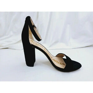 Sam Edelman Size 9M Women's "Yaro" Black Suede Open Toe Ankle Strap Block Heels